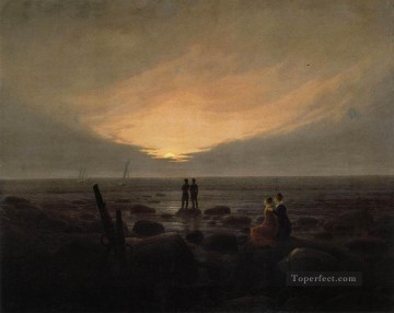 風景 Painting - 海沿いの月の出 ロマンチックな風景 カスパール・ダーヴィッド・フリードリッヒ
